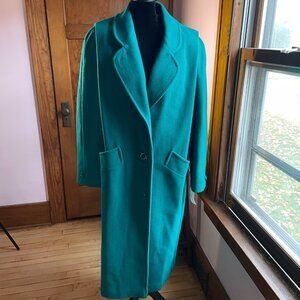 ❄️ NWT vintage 80s Roaman’s teal wool coat quiet luxury long overcoat 80s